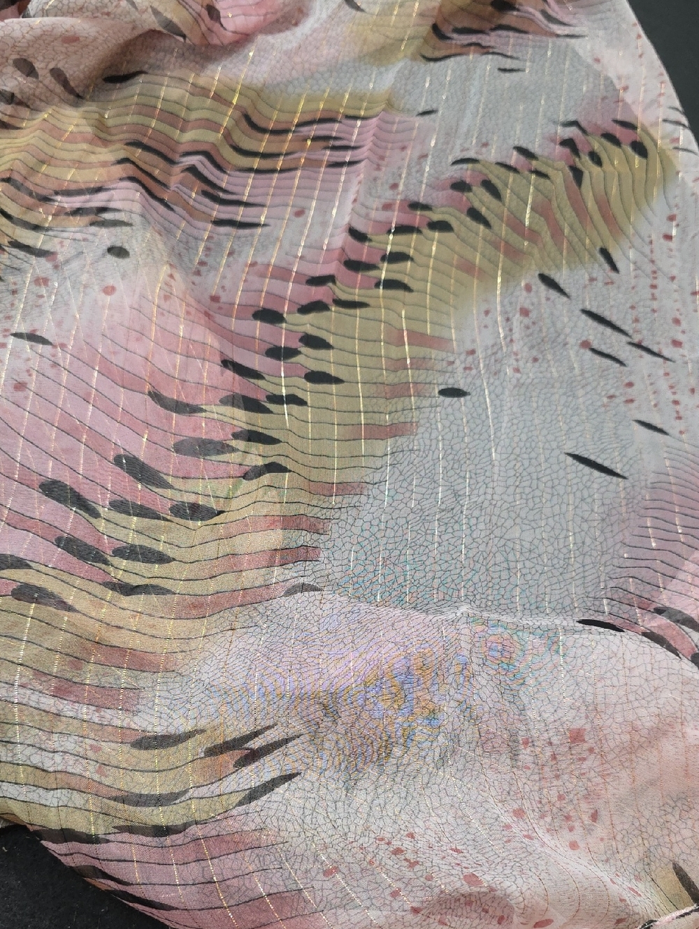 Pastel Pink and Gold Metallic Abstract Scarf